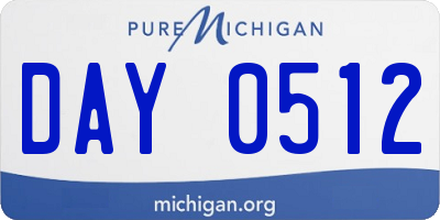 MI license plate DAY0512