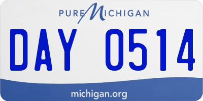 MI license plate DAY0514
