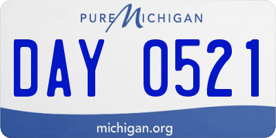 MI license plate DAY0521