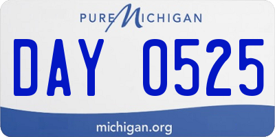 MI license plate DAY0525