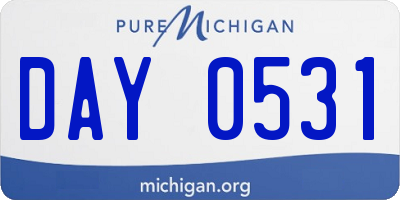 MI license plate DAY0531