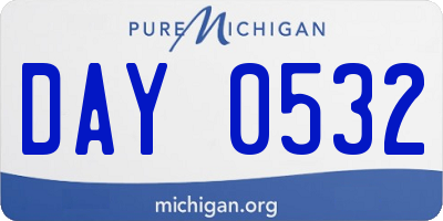 MI license plate DAY0532