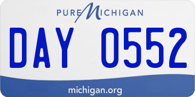 MI license plate DAY0552