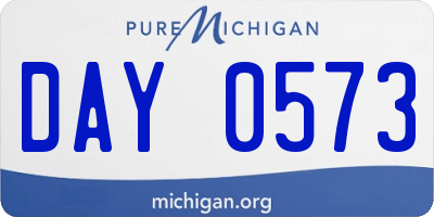 MI license plate DAY0573