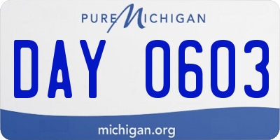 MI license plate DAY0603