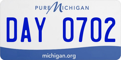 MI license plate DAY0702