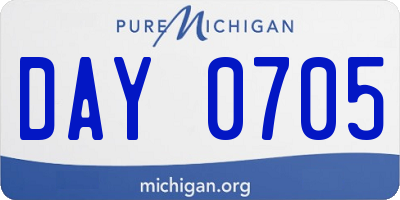 MI license plate DAY0705