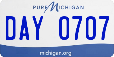 MI license plate DAY0707