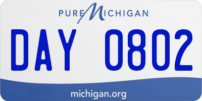 MI license plate DAY0802