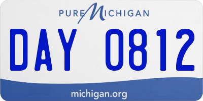 MI license plate DAY0812