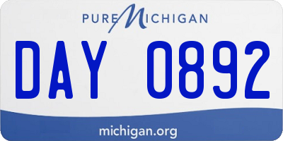 MI license plate DAY0892