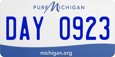 MI license plate DAY0923