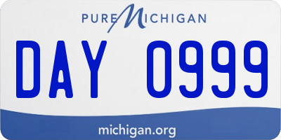 MI license plate DAY0999