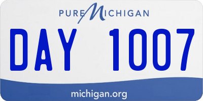 MI license plate DAY1007
