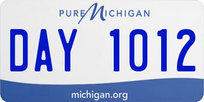MI license plate DAY1012