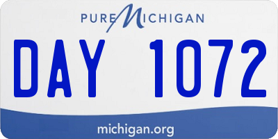 MI license plate DAY1072