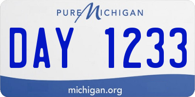 MI license plate DAY1233