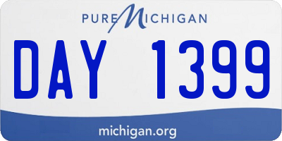 MI license plate DAY1399
