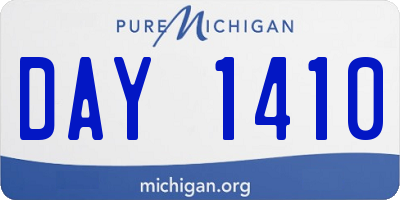MI license plate DAY1410