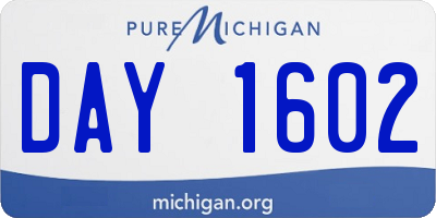 MI license plate DAY1602