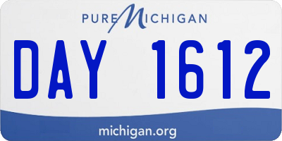 MI license plate DAY1612