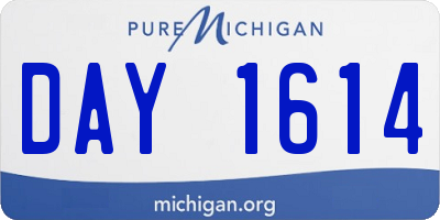 MI license plate DAY1614