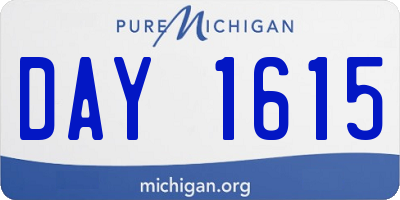 MI license plate DAY1615