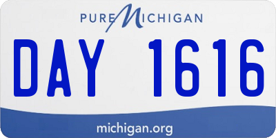 MI license plate DAY1616