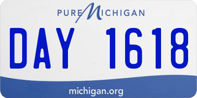 MI license plate DAY1618