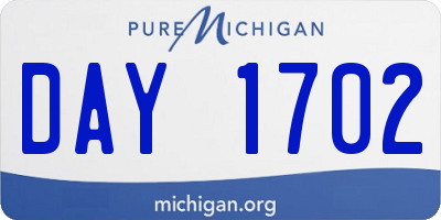 MI license plate DAY1702