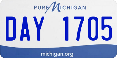 MI license plate DAY1705