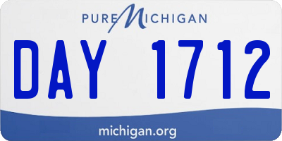 MI license plate DAY1712