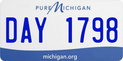MI license plate DAY1798