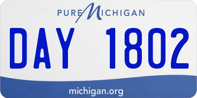 MI license plate DAY1802