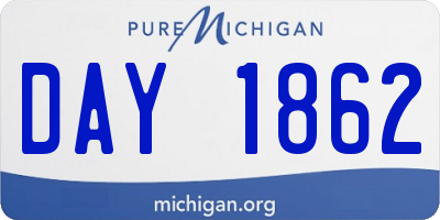 MI license plate DAY1862
