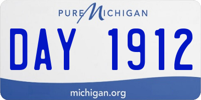 MI license plate DAY1912