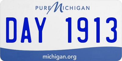 MI license plate DAY1913
