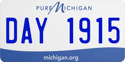 MI license plate DAY1915