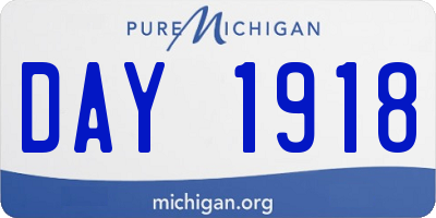 MI license plate DAY1918