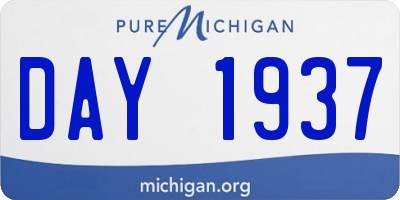 MI license plate DAY1937