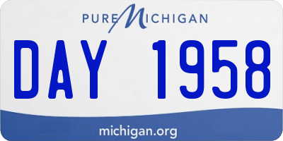 MI license plate DAY1958