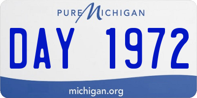 MI license plate DAY1972