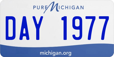 MI license plate DAY1977