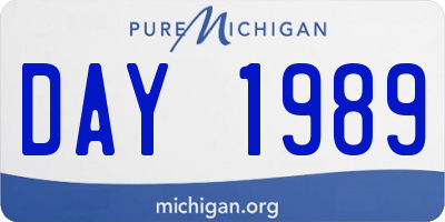 MI license plate DAY1989