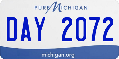 MI license plate DAY2072