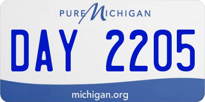MI license plate DAY2205
