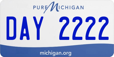 MI license plate DAY2222