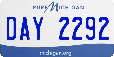 MI license plate DAY2292