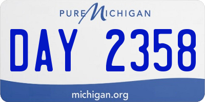 MI license plate DAY2358
