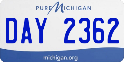 MI license plate DAY2362
